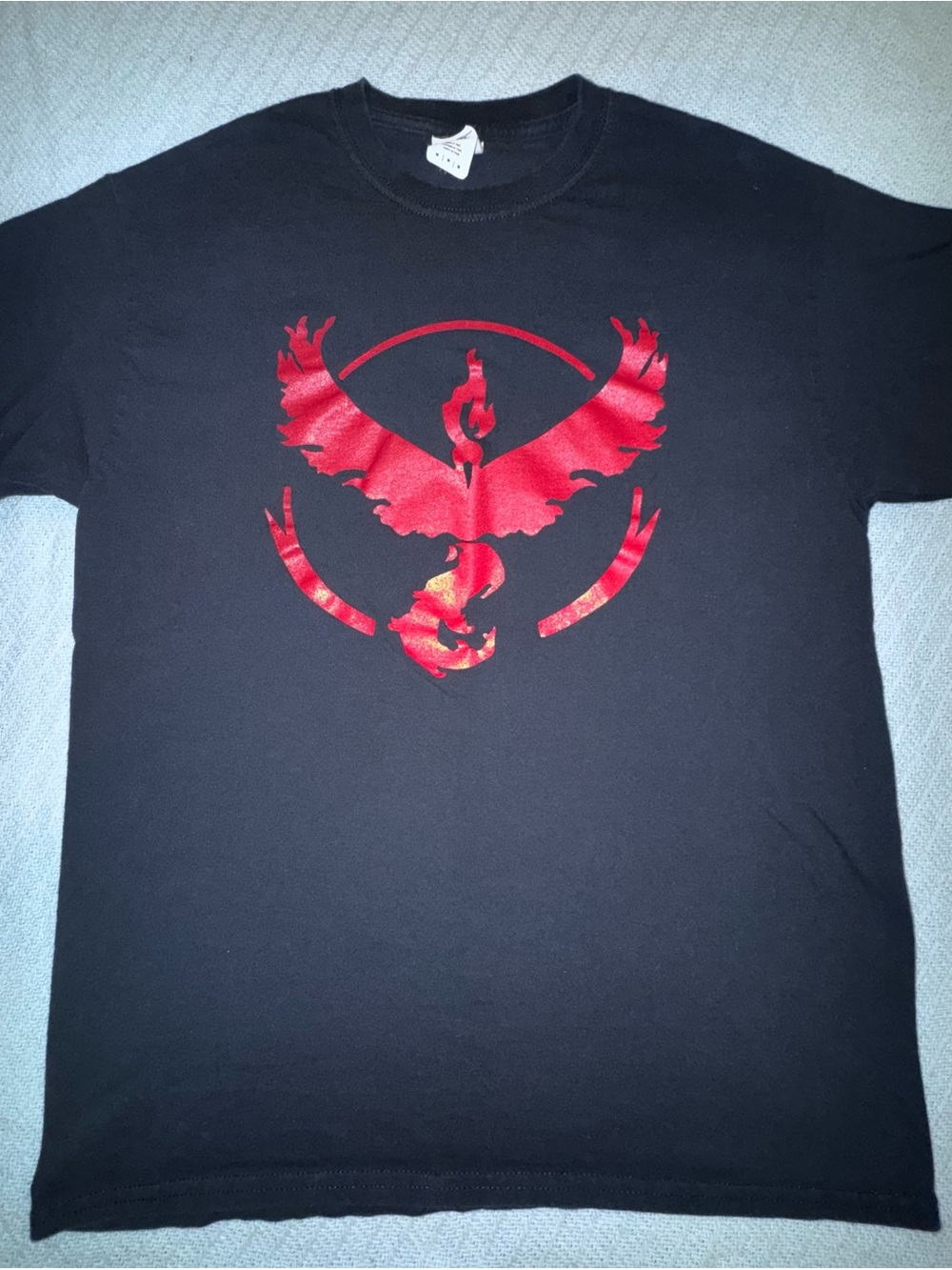 Gildan Black Tee with Shiny Red Phoenix Graphic